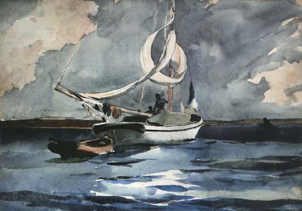 Winslow Homer Sloop Nassau (mk44) Norge oil painting art